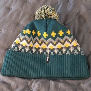 Patagonia Beanie UNISEX OSFM Teal Yellow Geometric Winter Outdoor Gorpcore Ski